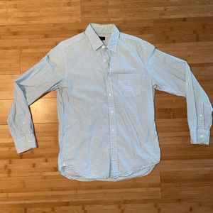 J Crew blue/teal checkered button up - M